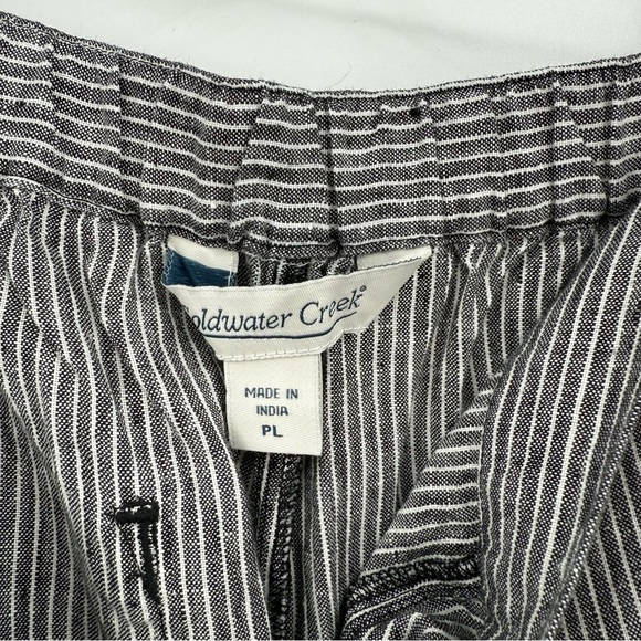 Coldwater Creek Striped Linen Wide-Leg Crops Pull On Pant Black/White Petite L - Picture 4 of 12